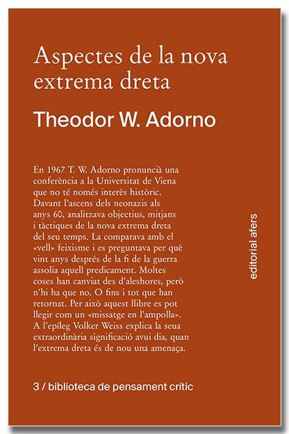 ASPECTES DE LA NOVA EXTREMA DRETA | 9788418618413 | ADORNO, THEODOR W.