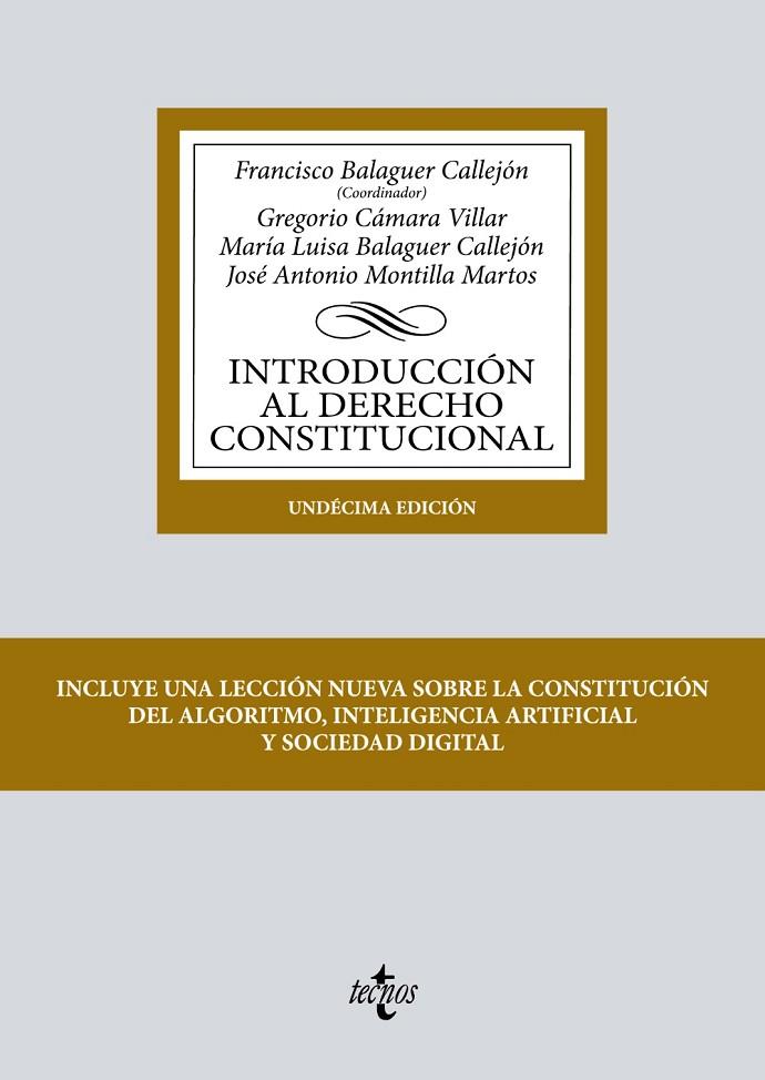 INTRODUCCIÓN AL DERECHO CONSTITUCIONAL | 9788430985517 | BALAGUER CALLEJÓN, FRANCISCO/CÁMARA VILLAR, GREGORIO/BALAGUER CALLEJÓN, MARÍA LUISA/MONTILLA MARTOS,
